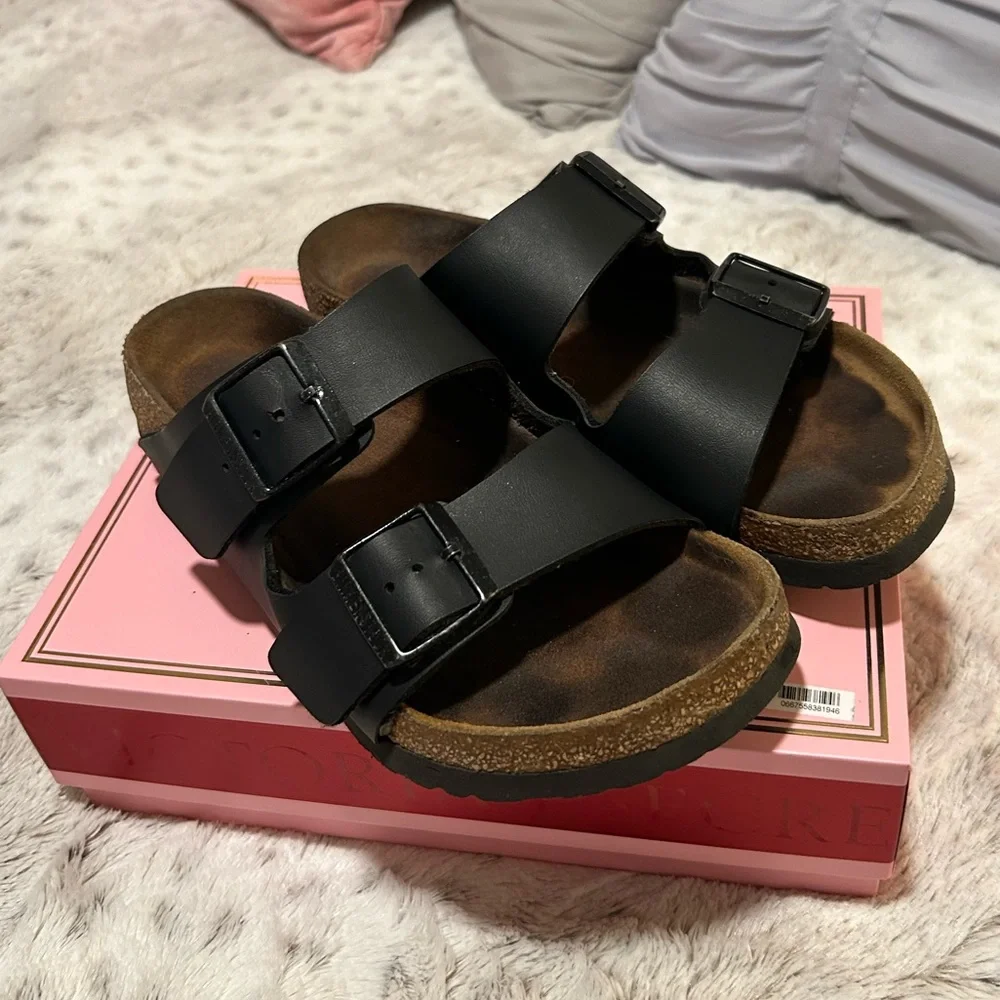 Birkenstock Black Arizona Two-Strap Sandals